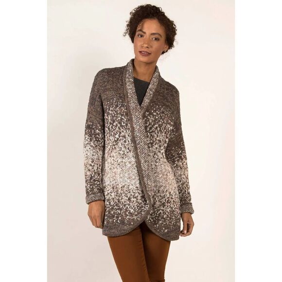 INDIGENOUS Brown 100% Organic Pima Cotton Chunky Knit Cardigan Sweater Medium - Picture 1 of 11